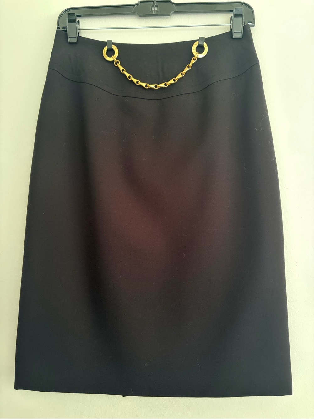 Vintage Celine black wool midi skirt